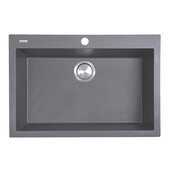  Plymouth Collection 27'' W Single Bowl Dual-Mount Granite Composite Kitchen Sink in Titanium, 27-3/16'' W x 19-7/8'' D x 8-1/4'' H