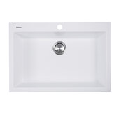  Plymouth Collection 27'' W Single Bowl Dual-Mount Granite Composite Kitchen Sink in White, 27-3/16'' W x 19-7/8'' D x 8-1/4'' H