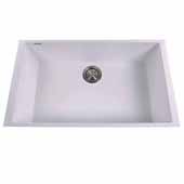  Plymouth Collection Large Single Bowl Undermount Granite Composite White Sink, 30''W x 17-3/4''D x 8-1/4''H