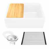  30'' Wide Granite Composite Reversible Farmhouse Kitchen Sink with Accessory Pack, White