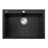  Plymouth Collection Large Single Bowl Undermount Granite Composite, Black, 30''W x 17-3/4''D x 8-1/4''H