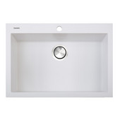  Plymouth Collection Large Single Bowl Undermount Granite Composite Kitchen Sink in White, 30''W x 17-3/4''D x 8-1/4''H