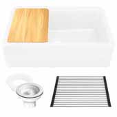  Rockport Collection 33'' Wide Granite Composite Reversible Farmhouse Kitchen Sink with Accessory Pack, White