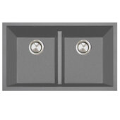  Plymouth Collection Low Divide 50/50 Double Bowl Undermount Granite Composite Kitchen Sink, Titanium Grey, 33'' W x 18-1/2'' D x 9-7/8'' H