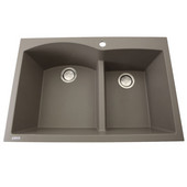  Plymouth Collection 60/40 Double Bowl Dual-Mount Granite Composite Kitchen Sink in Truffle, 33''W x 22''D x 9-7/8''H