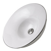 Regatta Collection St. Malo Italian Fireclay Vanity Bathroom Sink in Glazed White/Platinum, 17-3/4'' Diameter x 6-3/8'' H