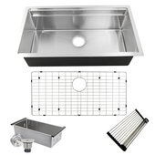  Pro Series 36'' Large Rectangular Prep Station Single Bowl Undermount 16-Gauge Stainless Steel Kitchen Sink with Compatible Accessories, 36'' W x 20'' D x 10'' H