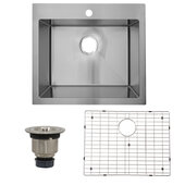  Pro Series 25'' W Small Radius Rectangle Top Mount Single Hole 16-Gauge Stainless Steel Drop-In Kitchen Sink with Bottom Grid and Drain