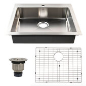  Pro Series 25'' W Pro Series Small Radius Top Mount Single Hole Stainless Steel ADA Rectangle Kitchen Sink with Lux Accessory Package
