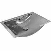  Hand Hammered Stainless Steel Rectangle Undermount Bathroom Sink with Overflow, 20-1/4'' Wide