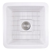  Cape Collection 18''W Dualmount Square Fireclay Kitchen Sink With Bottom Grid And Drain, White Porcelain Enamel Glaze Finish