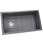  Cape Collection 34'' Dual-Mount Reversible Offset Drain Fireclay Single Bowl Kitchen Sink with Grid and Drain, Matte Black , 34-1/4'' W x 18-1/2'' D x 10'' H