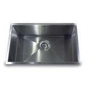  Pro Series Large Rectangle Single Bowl Undermount Zero Radius Stainless Steel Kitchen Sink, 28''W x 18''D x 10''H