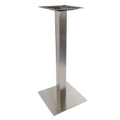  5000 Series Verona Line Brushed Stainless Steel Table Base 17'', 22'' or 30'' Square Bar Height, Square Column, Base Spread: 22'' W, Spider Spread: 12'' W, Height: 40-1/4'' H, Available in Multiple Sizes