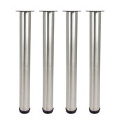  Rockwell Legs 976 Series Set of 4 Round Stainless Steel Dining Height Table Legs, 3'' Diameter x 28'' H