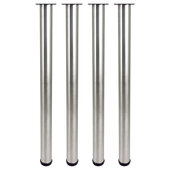  Rockwell Legs 976 Series Set of 4 Round Stainless Steel Bar Height Table Legs, 3'' Diameter x 40-3/4'' H