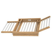  4WDR Series Natural Maple Wood Drying Rack with Stainless Steel Rods and BLUM Soft-Close Slides, For 24'' Base Cabinet Drawer Opening