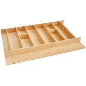  4WUT Series 33-1/8'' Natural Maple Wood Trim To Fit Shallow Utility Drawer Insert Organizer 33-1/8'' W x 22'' D x 2-3/8'' H