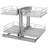 Rev A Shelf 53PSPE Elite Series 2-Tier Pullout Gray Solid Bottom Organizer for Blind Corner Cabinets with Soft-Close, Minimum Cabinet Opening: 15'' W