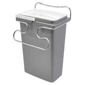 Rev-A-Shelf 5SOWC Series 8-1/2'' W Door Mounted Gray 8 Liter (8.45 Quarts) Waste/Trash Container with Integrated Towel Bar