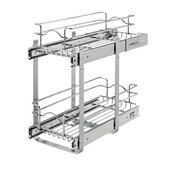 Rev-A-Shelf 9'' W x 18'' D Base Cabinet Pull-Out 2-Tier Wire Basket, 8-3/4''W x 18''D x 19''H, Chrome