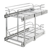 Rev-A-Shelf 12'' W x 22'' D Base Cabinet Pull-Out 2-Tier Wire Basket, 11-3/4''W x 22''D x 19''H, Chrome
