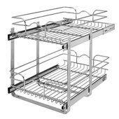 Rev-A-Shelf 15'' W x 22'' D Base Cabinet Pull-Out 2-Tier Wire Basket, 14-3/4''W x 22''D x 19''H, Chrome