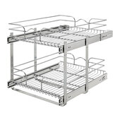 Rev-A-Shelf 18'' W x 22'' D Base Cabinet Pull-Out 2-Tier Wire Basket, 17-3/4''W x 22''D x 19''H, Chrome