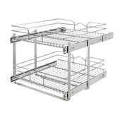 Rev-A-Shelf 21'' W x 22'' D Base Cabinet Pull-Out 2-Tier Wire Basket, 20-3/4''W x 22''D x 19''H, Chrome
