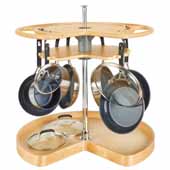 Rev-A-Shelf 28''W Not-So-Lazy Susan Kidney Tray Cookware Organizer with Hardware and Hoooks