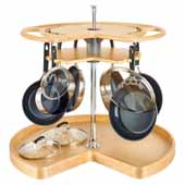 Rev-A-Shelf 32''W Not-So-Lazy Susan Kidney Tray Cookware Organizer with Hardware and Hoooks