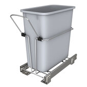  Universal Waste Pullout with Single Gray 20 Quart (5 Gallons) Container and Ball-Bearing Slides for 27'', 30'' and 33'' Sink Base, 8-1/2'' W x 15-3/4'' D x 16-5/8'' H, Chrome Finish