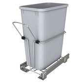  Universal Waste Pullout with Single Gray 32 Quart (8 Gallons) Container and Ball-Bearing Slides for 27'', 30'' and 33'' Sink Base, 9-5/16'' W x 15-3/4'' D x 19-1/2'' H, Chrome Finish