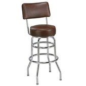 Regal Chrome Metal Bar Stool with Upholstered Swivel Seat & Back with Chrome Footrest, 30''H