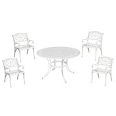  Sanibel 5-Piece Outdoor Dining Set in White, 48'' W x 48'' D x 19-1/4'' H