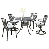  Grenada 5-Piece Outdoor Dining Set with Swivel Chairs (2x) and Arm Chairs (2x) in Charcoal