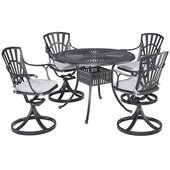  Grenada 5-Piece Outdoor Dining Set with Swivel Chairs (4x) in Charcoal, 42'' W x 42'' D x 20-3/4'' H