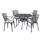  Grenada 5-Piece Outdoor Dining Set with Arm Chairs (4x) in Charcoal, 42'' W x 42'' D x 20-3/4'' H