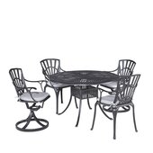  Grenada 5-Piece Outdoor Dining Set with Swivel Chairs (2x) and Arm Chairs (2x) in Charcoal, 48-1/2'' W x 48-1/2'' D x 20-3/4'' H
