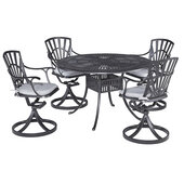  Grenada 5-Piece Outdoor Dining Set with Swivel Chairs (4x) in Charcoal, 48-1/2'' W x 48-1/2'' D x 20-3/4'' H