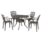  Grenada 5-Piece Outdoor Dining Set with Arm Chairs (4x) in Khaki Gray, 42'' W x 42'' D x 18-1/4'' H