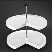 Rev-A-Shelf ''Value Line'' Kidney-Shaped Independently Rotating 2-Shelf Polymer Lazy Susan in White, 24'' - 32'' Diameters Available