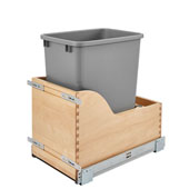 Rev-A-Shelf Single Bin Waste Container with Blum's TANDEM Heavy Duty Slides with BLUMOTION Soft Close, with Reduced Depth, 35 Qt. (8.75 Gal.), Min. Cabinet Opening: 12''  Wide