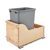 Rev-A-Shelf Single Bin Waste Container with Blum's TANDEM Heavy Duty Slides with BLUMOTION Soft Close, 35 Qt. (8.75 Gal.) or 50 Qt. (12.5 Gal.)