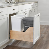 Rev-A-Shelf Double Soft-Close Bottom Mount Recycle Center With (1) Orion Gray Compo+ Container and (1) 35 Qt. White Bin, Wood Bottom Mount with Blum Slides