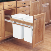 Rev-A-Shelf Double Pull-Out Waste Bins for Framed Cabinet, 2 x 27 Quart, For 1-1/2'' Face Frame, Min. Cabinet Opening: 12''  Wide