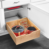 Rev-A-Shelf 18 Divided Storage Bin for Kitchen or Bathroom Cabinets, Food  Storage Containers/Utensils Organizer with Soft Close, Wood, 4FSCO-18SC-1