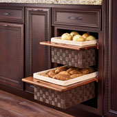 Rev-A-Shelf Woven Basket with Rails, Woven Brown with Walnut Frame, 18'', Min Cab Opening: 17-1/2'' W x 21-1/4'' D x 7-3/8'' H