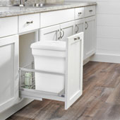 Rev-A-Shelf Single White Compo+ Bin Pull-Out with Rear Storage, Aluminum Bottom Mount with Soft-Close Slides