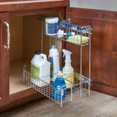 Chrome Tiger Pull Out Cabinet Organizer Perfect Under Sink Two-Tier Sliding Out Shelves Holds 100 lbs 11 W x 18 D x14.5 H -- Steel Metal 